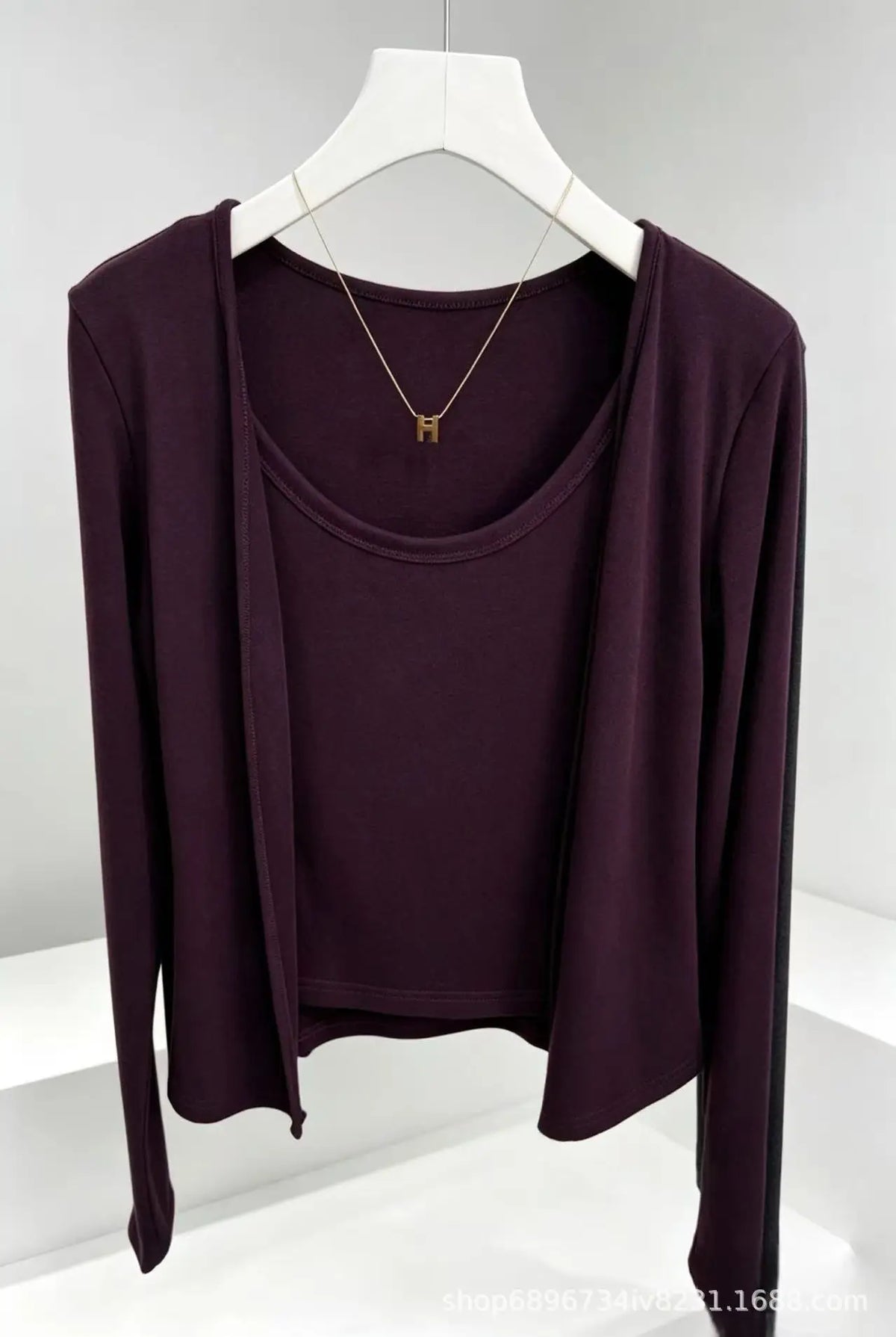 Faux Two-Piece Cardigan & Cami Set