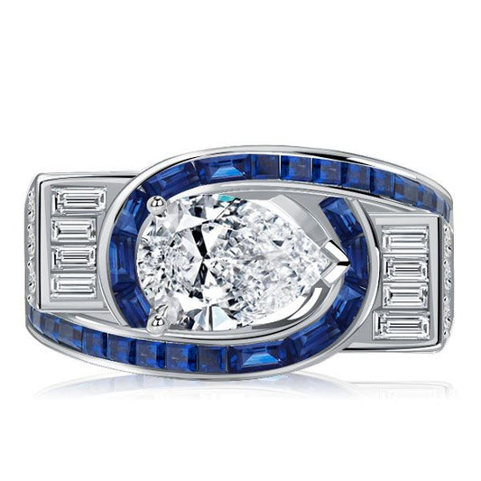 ITALO ART DECO PEAR SHAPED ENGAGEMENT RING FOR WOMEN