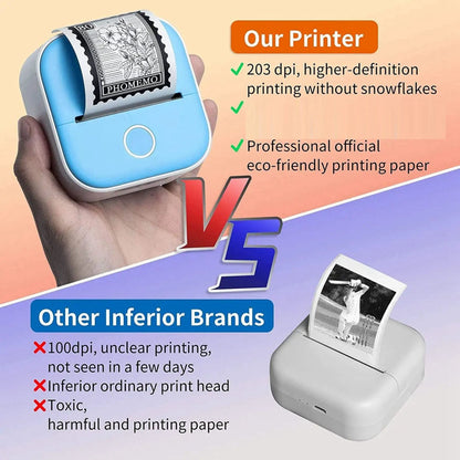 T02 Pocket Printer: Mini Portable Wireless Bluetooth