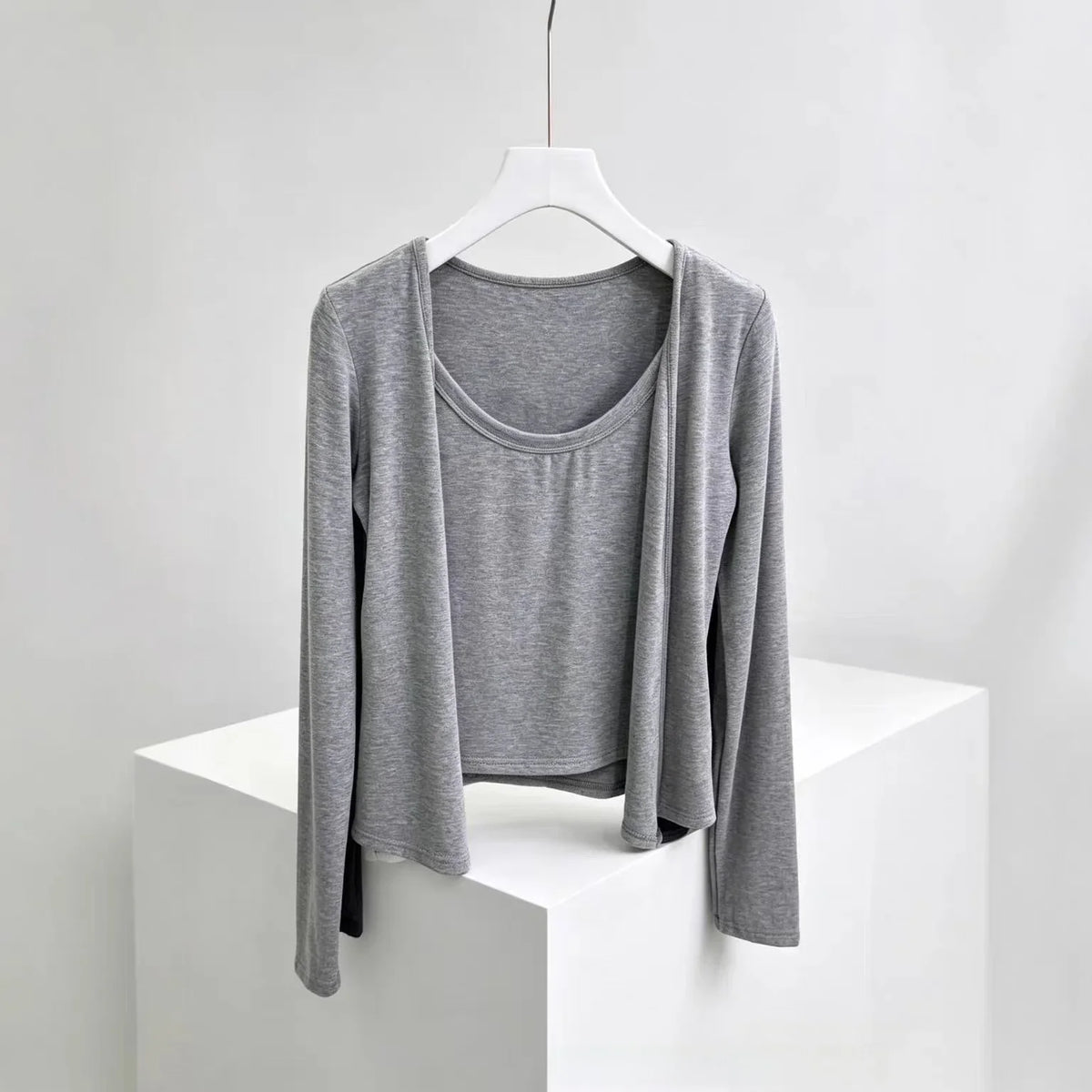 Faux Two-Piece Cardigan & Cami Set