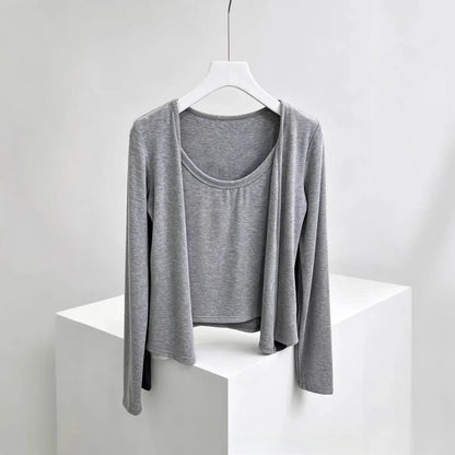 Faux Two-Piece Cardigan & Cami Set