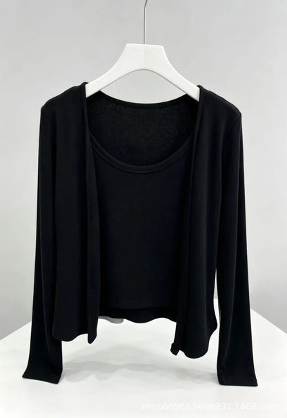 Faux Two-Piece Cardigan & Cami Set
