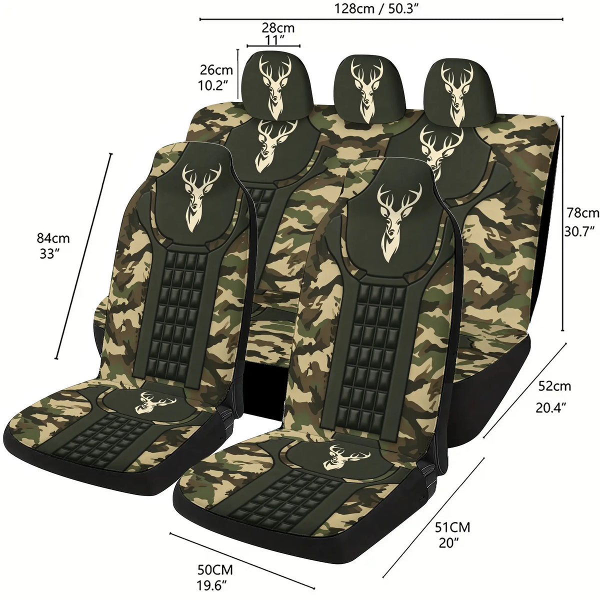 Camo Deer Car Seat Covers (5-Seat Set)