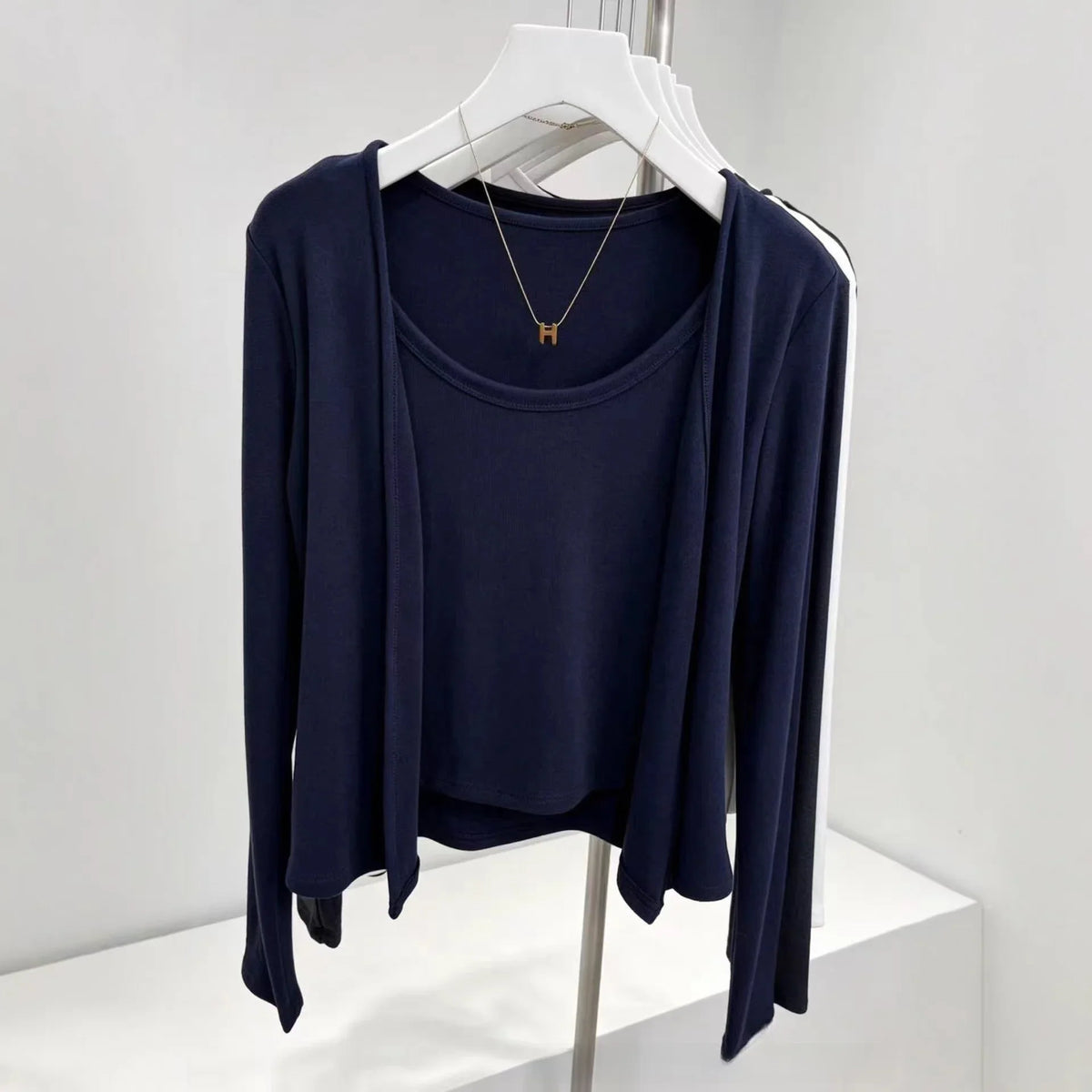 Faux Two-Piece Cardigan & Cami Set