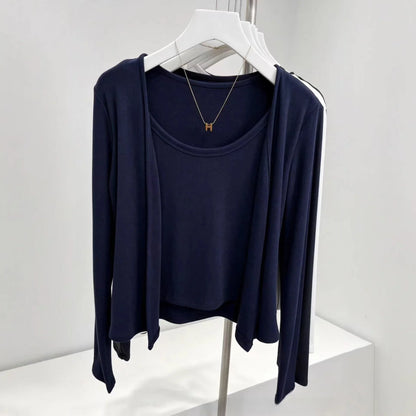 Faux Two-Piece Cardigan & Cami Set