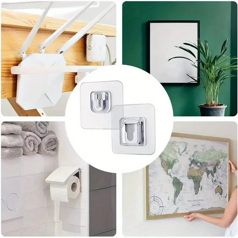 Transparent Adhesive Wall Hooks (40-Pack)