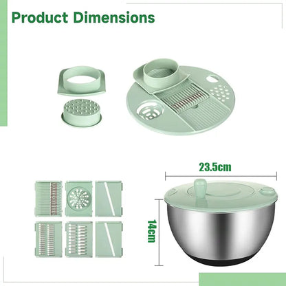 5-in-1 Stainless Steel Salad Spinner and Vegetable Slicer