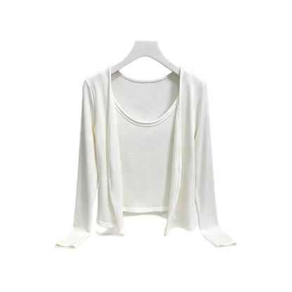 Faux Two-Piece Cardigan & Cami Set