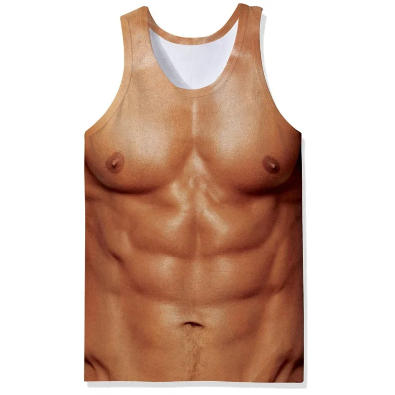 Men's Fake Abs Muscle Print Tank Top