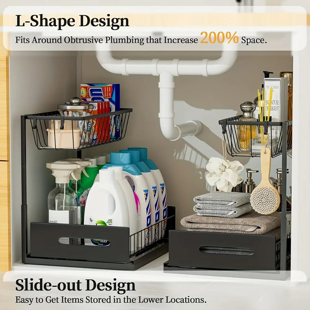 Under-Sink Pull-Out Organizer – Sliding Storage Drawer