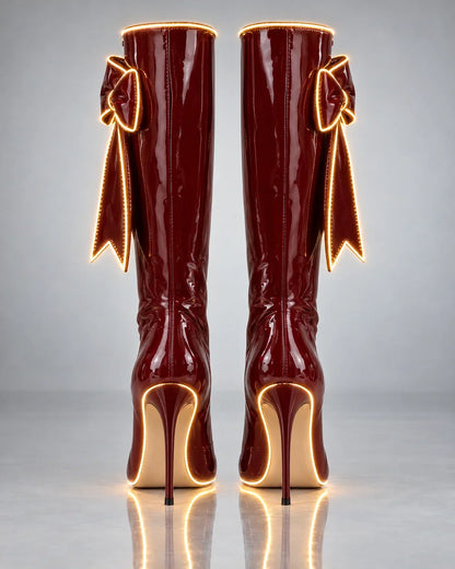 Multi-Color Knee-High Heeled Statement Boots